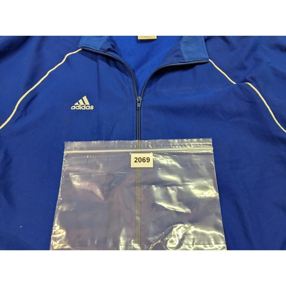 Adidas Track Jacket Mens Large Blue Full Zip Windbreaker Sporty Athleisure